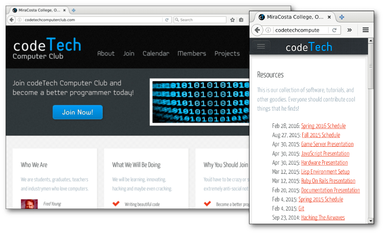 Screenshots of codetechcomputerclub.com